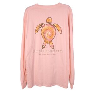 Simply Southern Pink Tie Dye Turtle Graphic Long Sleeve Shirt Adult XL Cotton